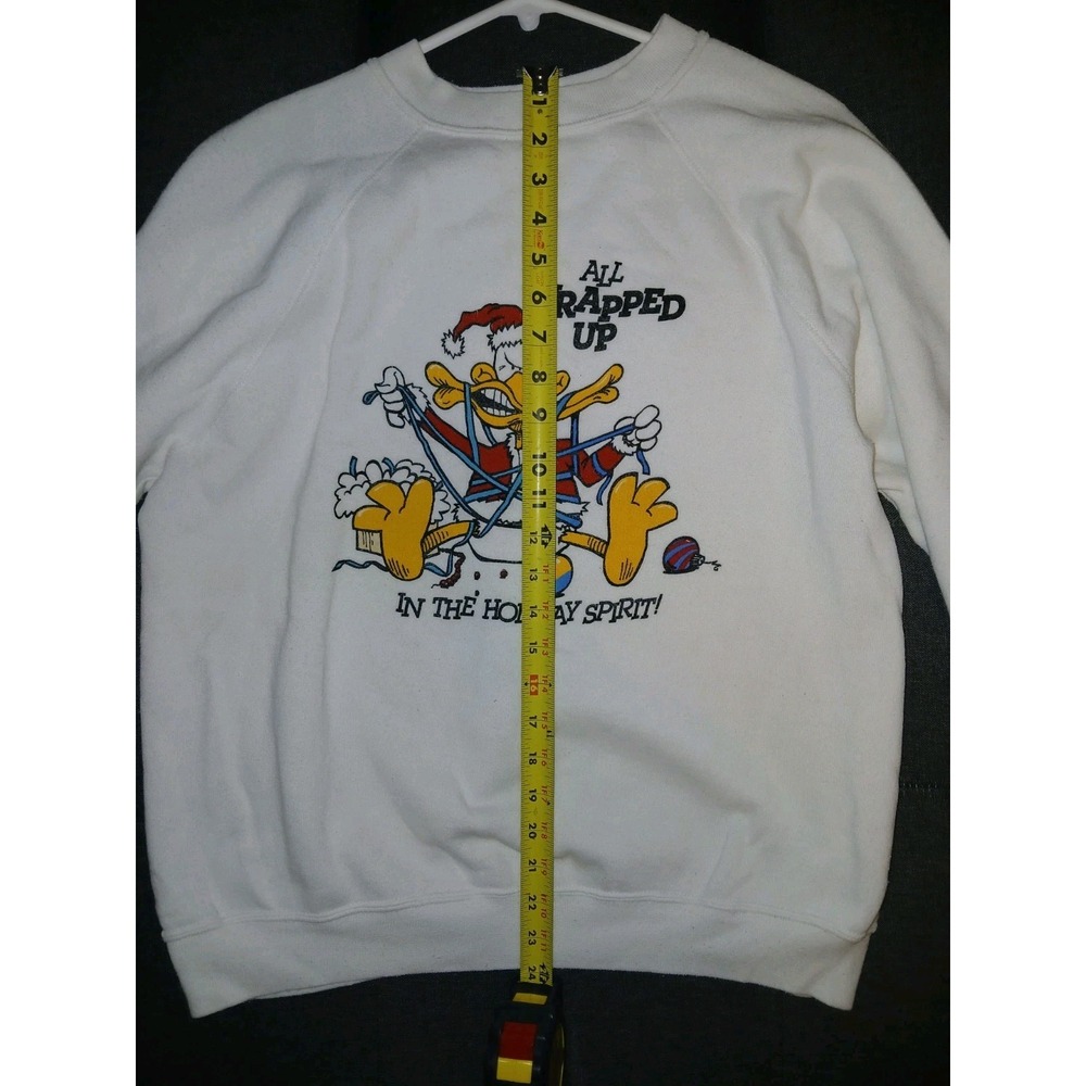 Vintage Tultex Christmas Sweatshirt Large Duck Holiday Lights 90s USA - Picture 5 of 7